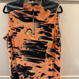 Jamie Sadock Golf Vibrant Orange and Black Top